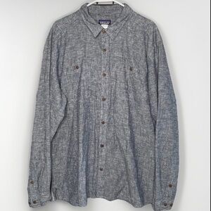 Patagonia Men's XL Gray Long-Sleeved Migration Hemp Shirt Button Up Hemp Blend